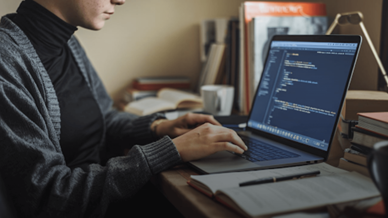 A-person-is-doing-Python-web-development-on-a-laptop